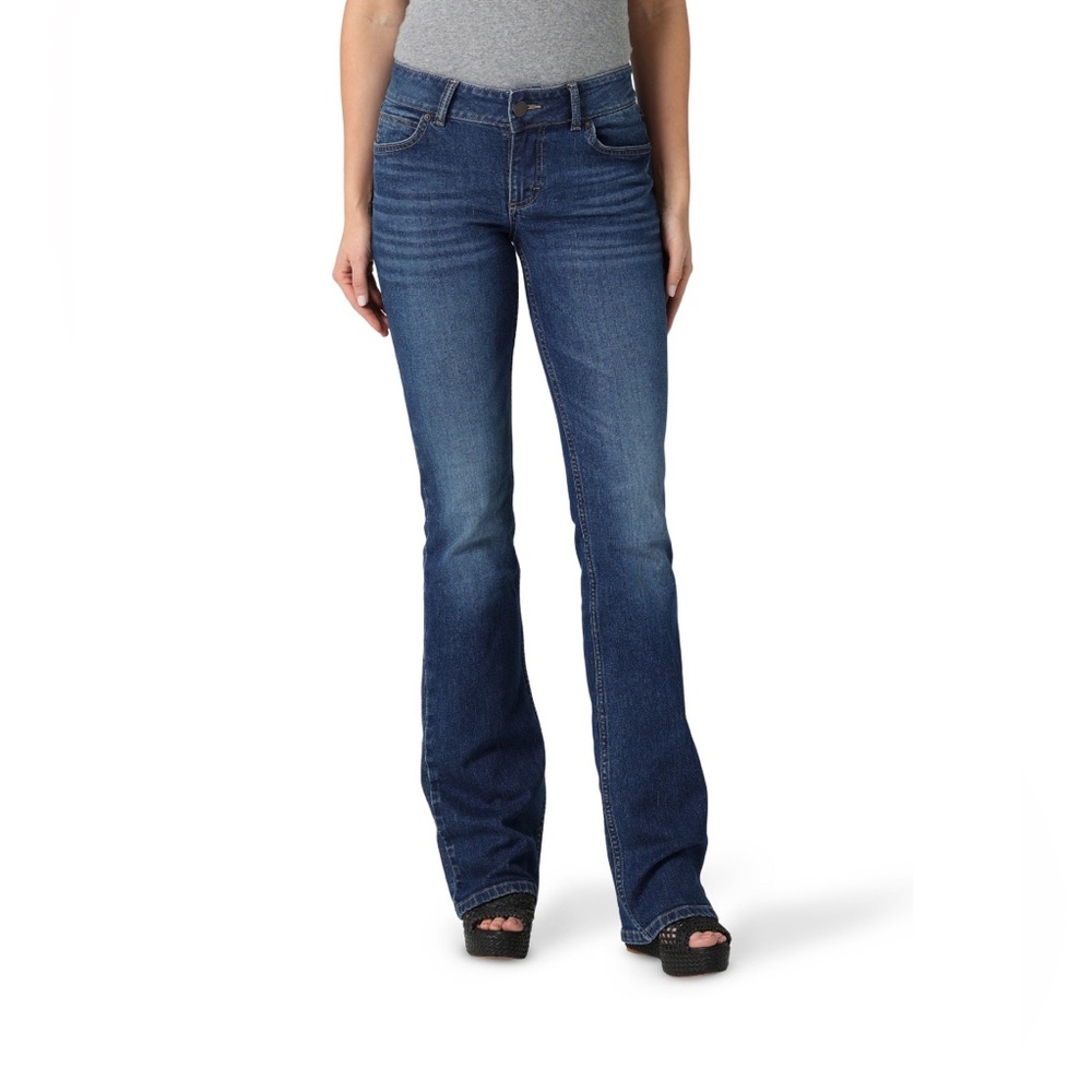 WRANGLER Women’s Boot Cut Jeans Mid Rise Blue Wash